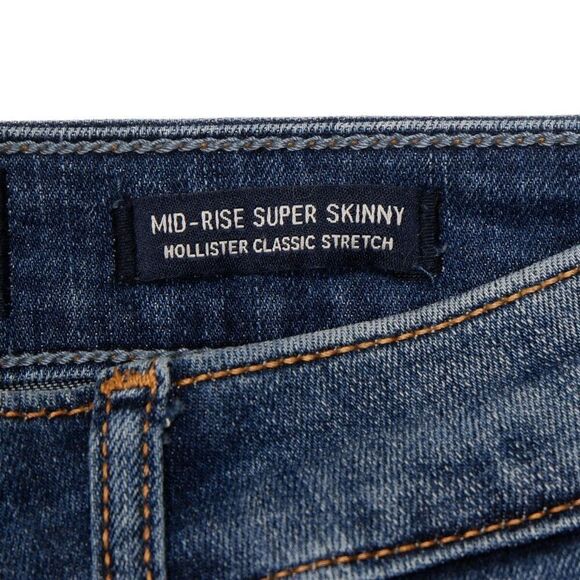 Hollister Jeans Juniors Size 3 Blue Mid Rise Super Skinny Distressed 27 x 28 - Picture 9 of 12